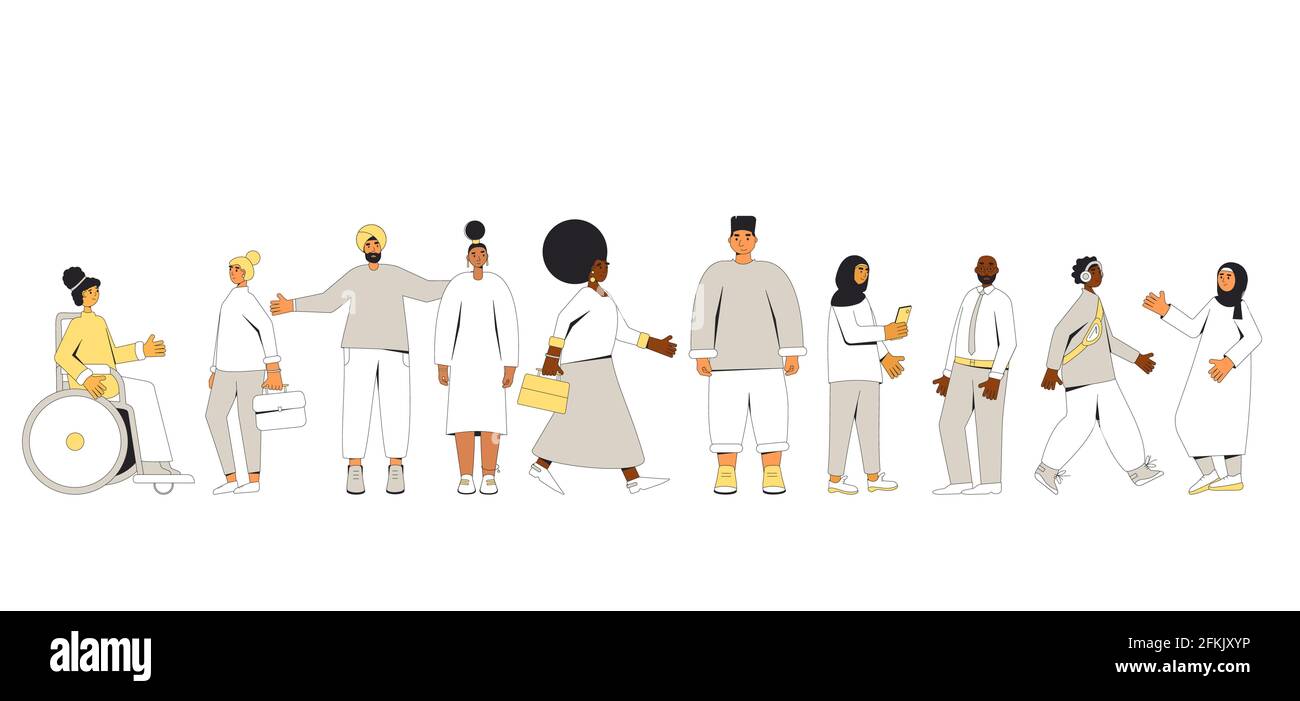 Group of diverse people standing together isolated on white background ...