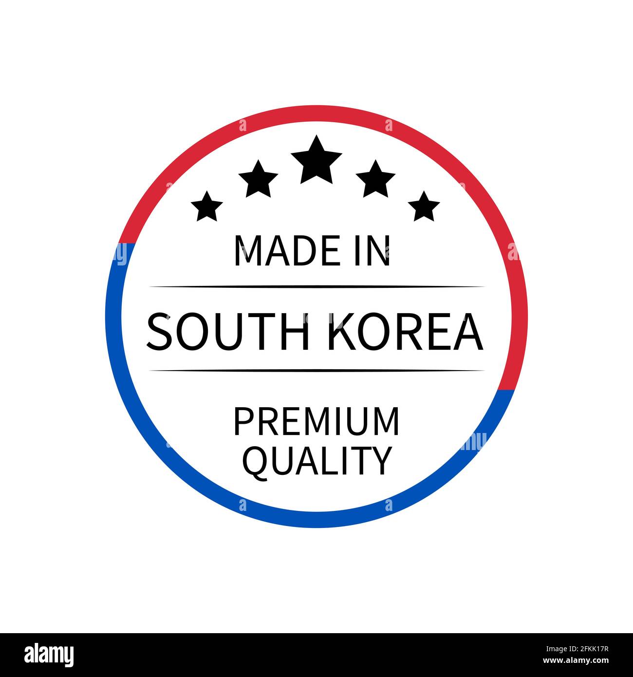 Made in South Korea round label. Quality mark vector icon ...