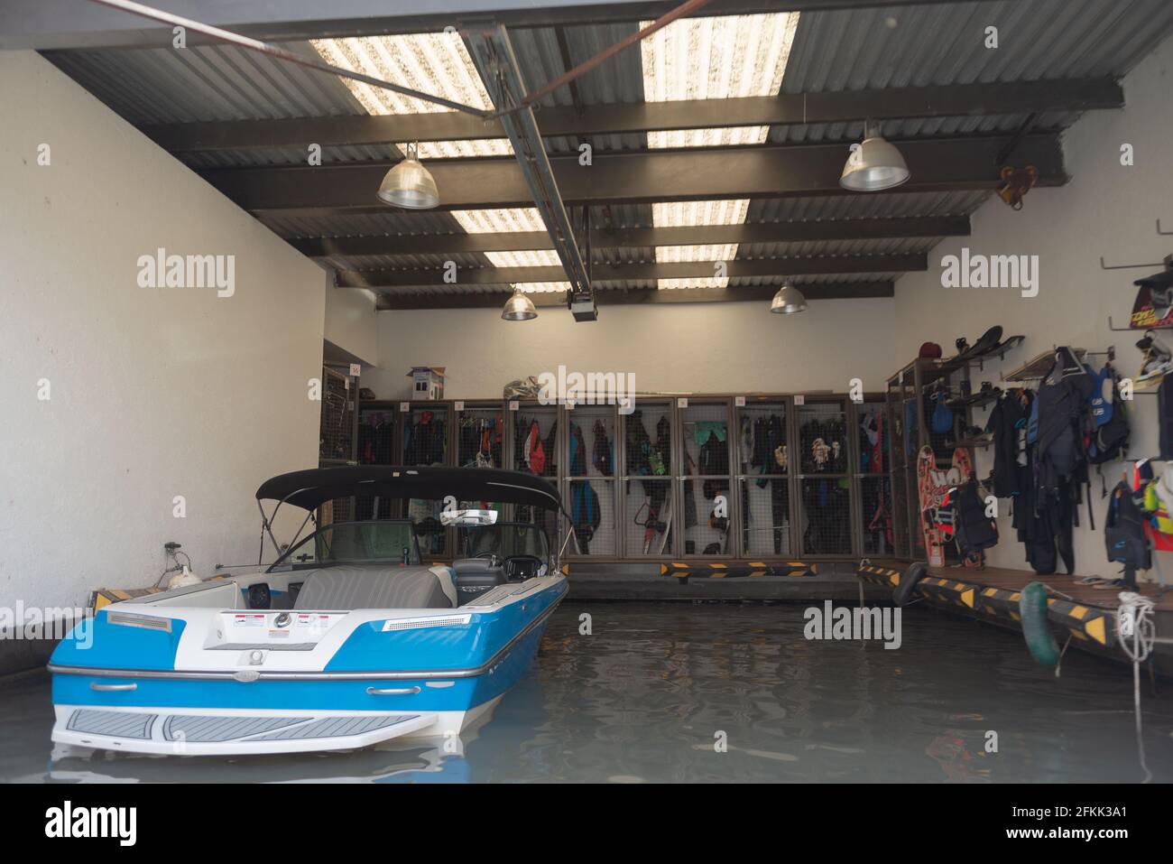 personal sports boat, wakeboarding equipment for extreme sunday, man sport Stock Photo