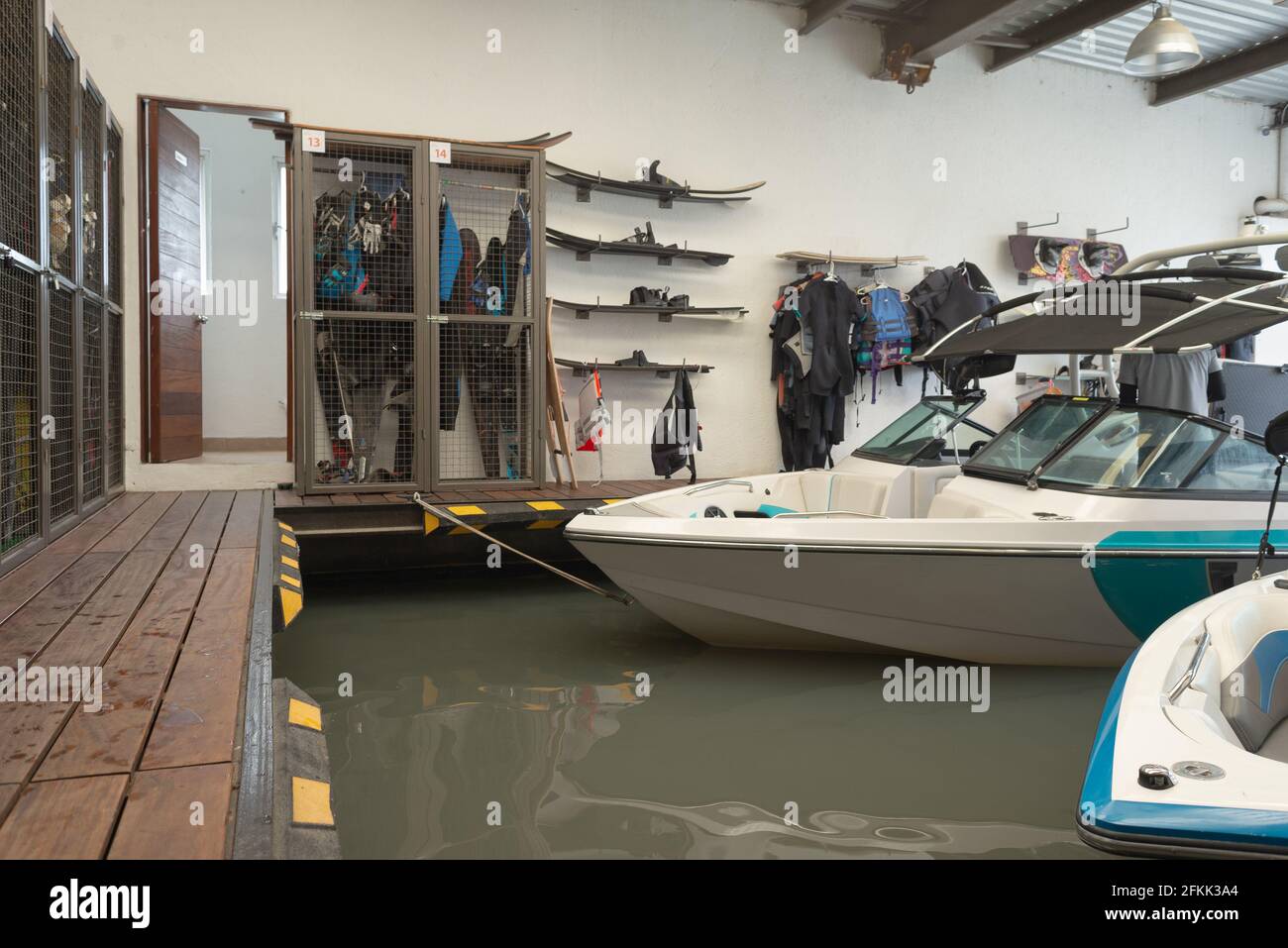 personal sports boat, wakeboarding equipment for extreme sunday, man sport Stock Photo