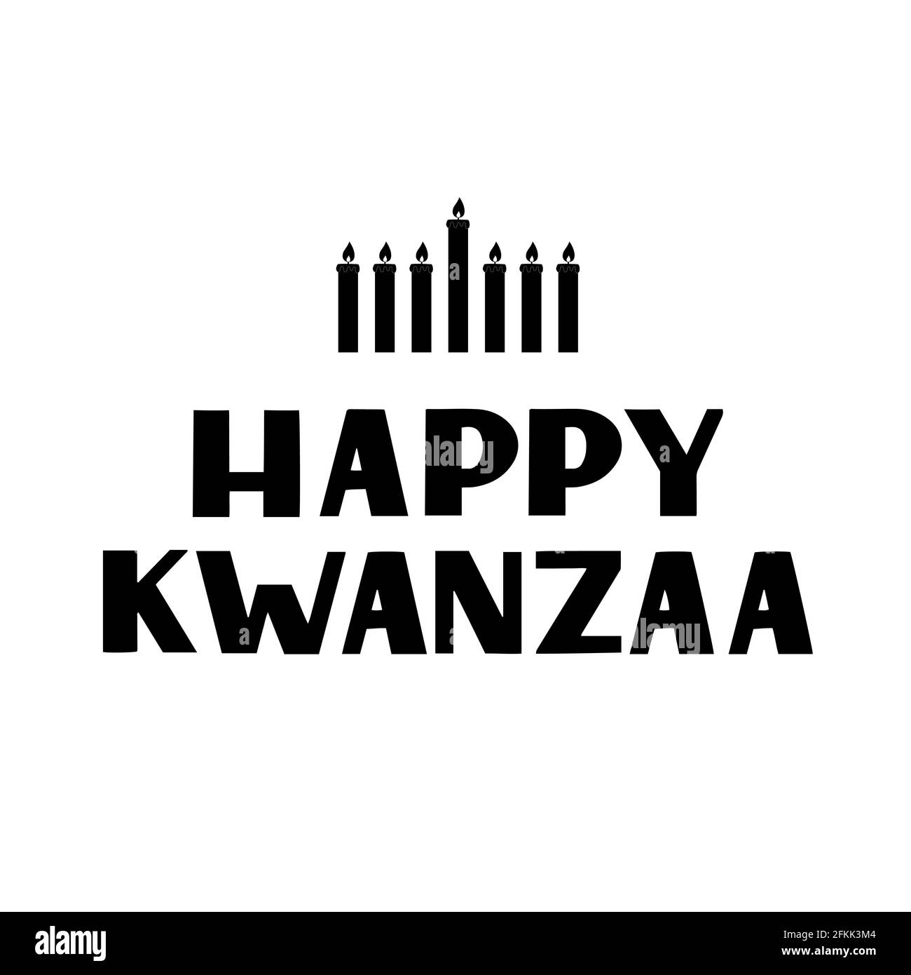 Happy Kwanzaa hand lettering with candles isolated on white. African ...