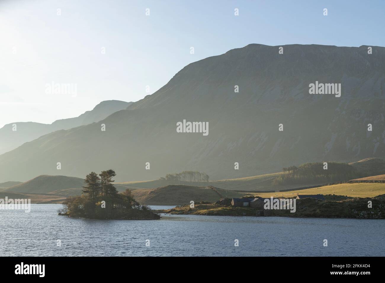 Cregennan Lakes at sunrise, Snowdonia, Wales Stock Photo