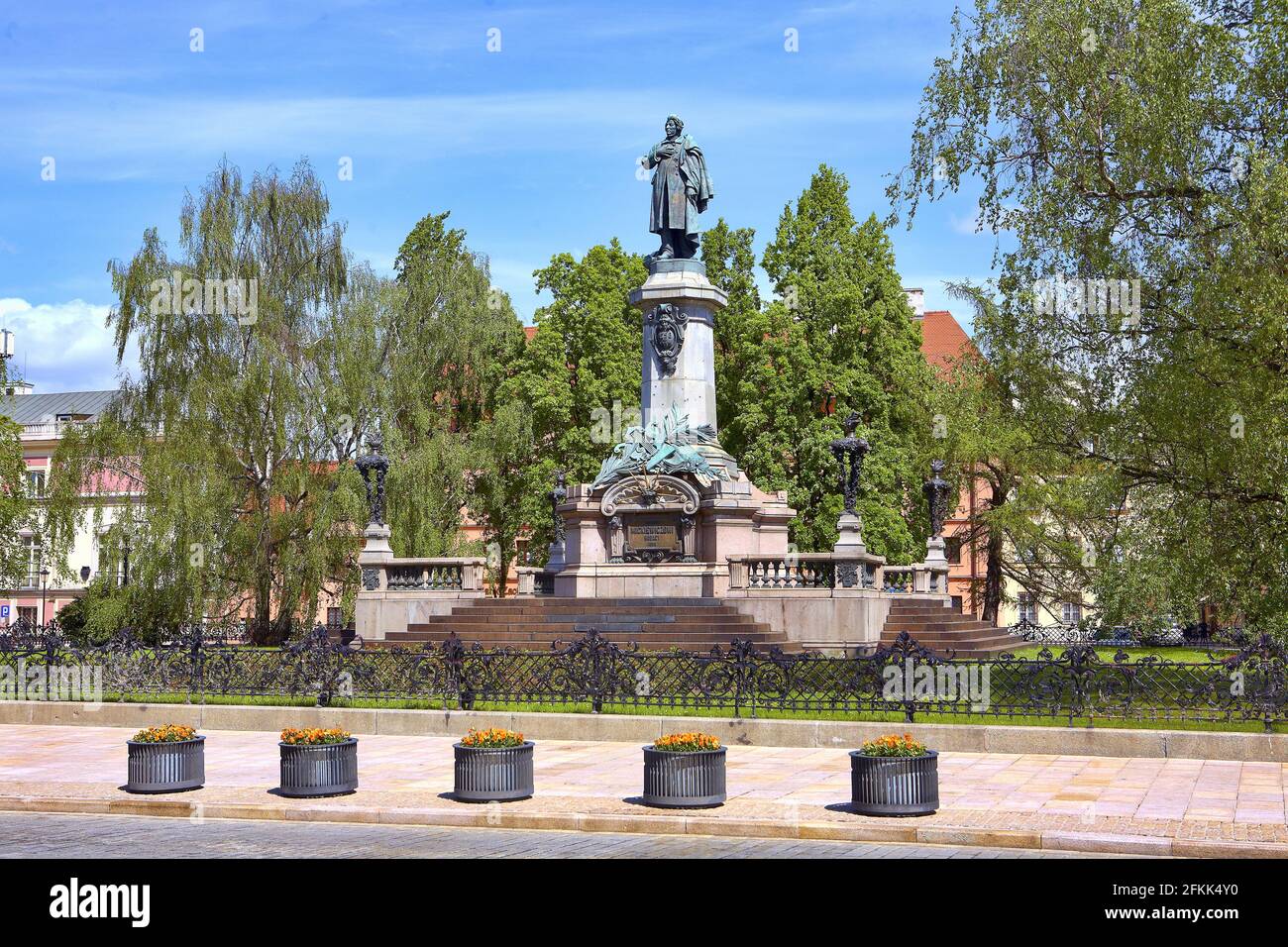 Poland, Warsaw, Mickiewicz monumentMasovia voivodeship. Stock Photo