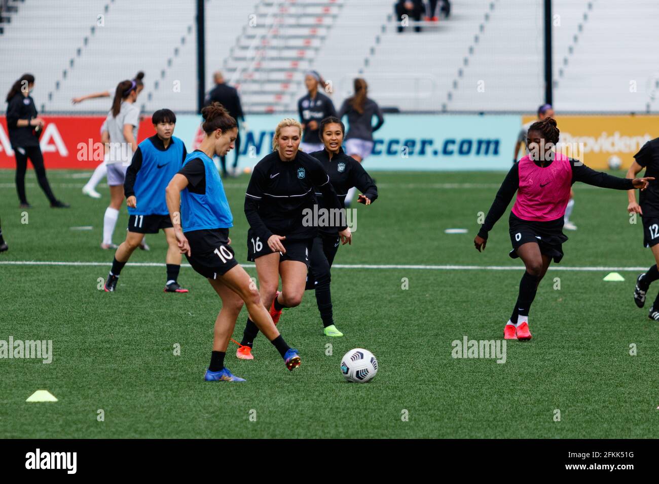Montclair United States Of America 02nd May 2021 Gotham Players Warmup For The National Womens Soccer League Game Between Gotham Fc And Racing Louisville Fc At Pittser Field In Montclair New Jersey