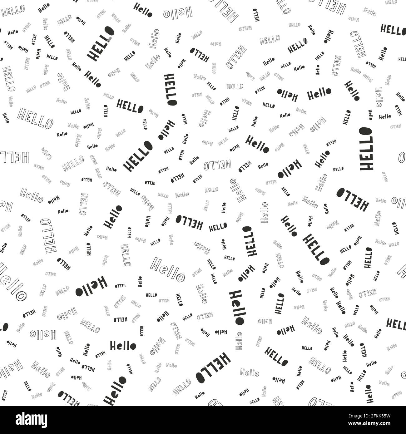 Hello and Hi typography pattern. Seamless texture with different type ...