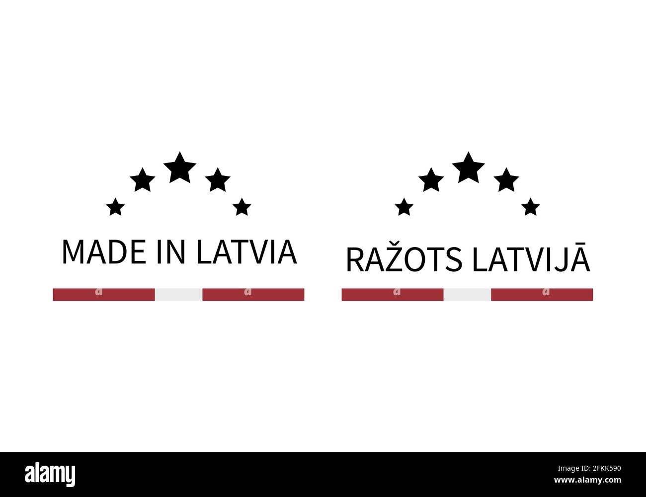 Made in Latvia labels in English and in Latvian languages. Quality mark  vector icon. Perfect for logo design, tags, badges, stickers, emblem,  product Stock Vector Image & Art - Alamy