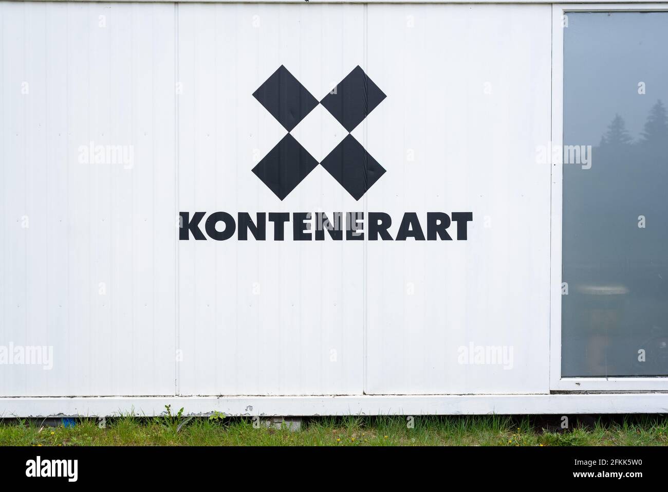 Poznan, wielkopolskie, Poland, 01.05.2021: KontenerART logo on a white container in Poznan, Poland Stock Photo