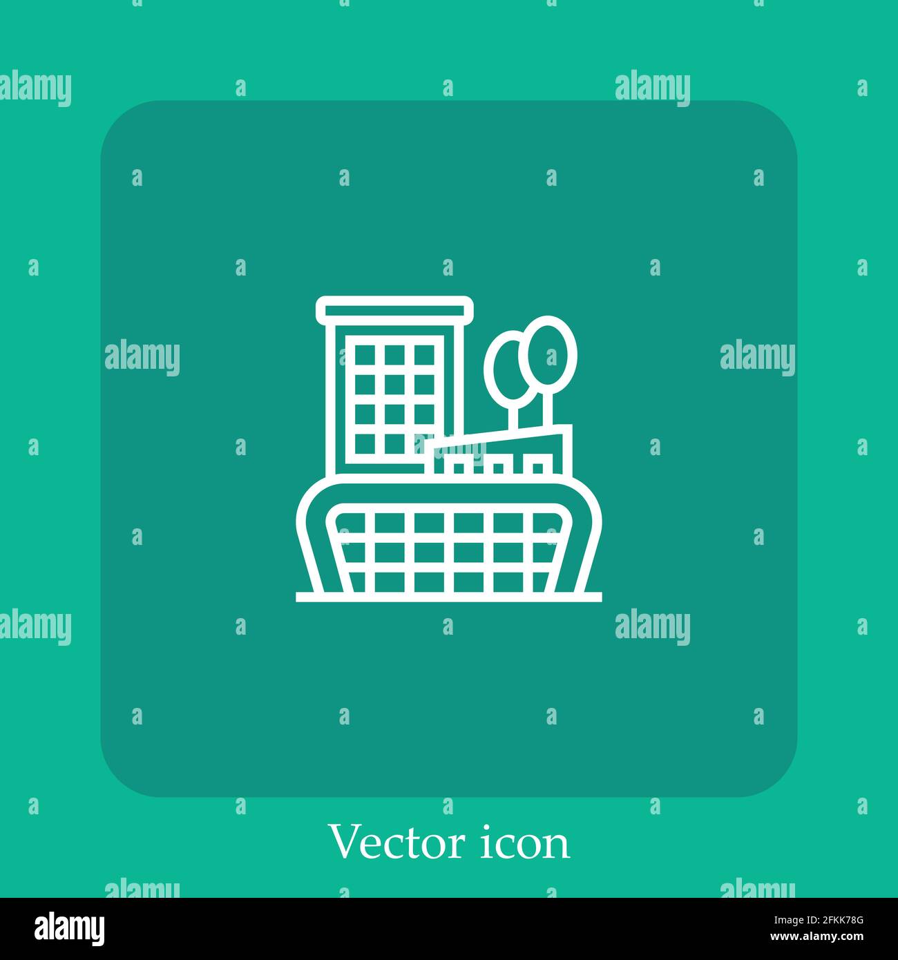 facade vector icon linear icon.Line with Editable stroke Stock Vector