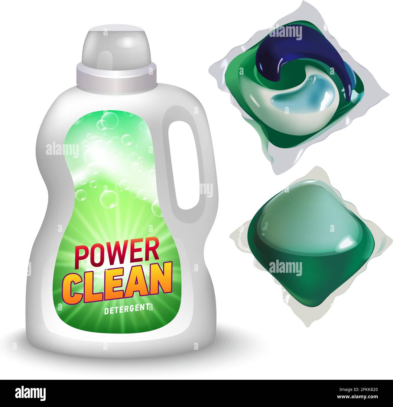 Realistic mock up of container for liquid detergent with designed