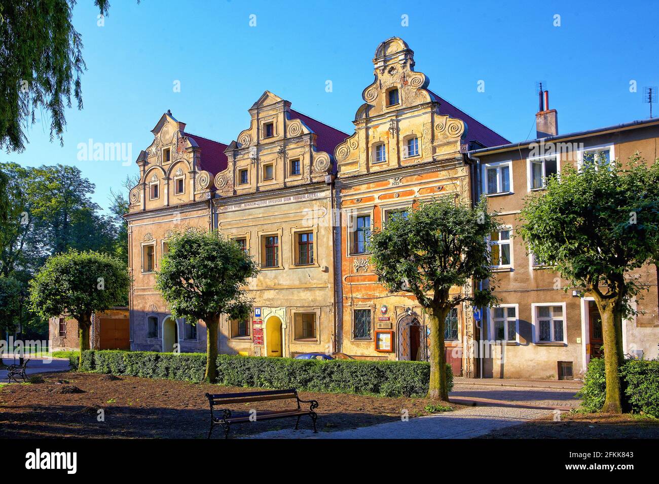 Poland, Wschowa, tenement houses, Lubuskie voivodeship. Stock Photo