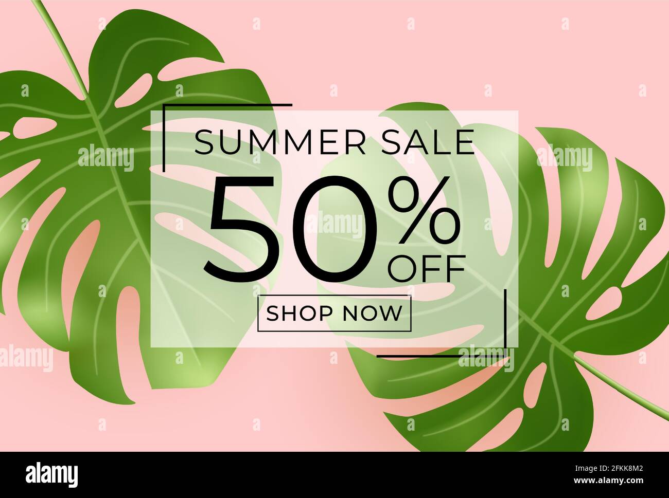 Summer sale poster. Natural Background with Tropical Monstera Leaves ...