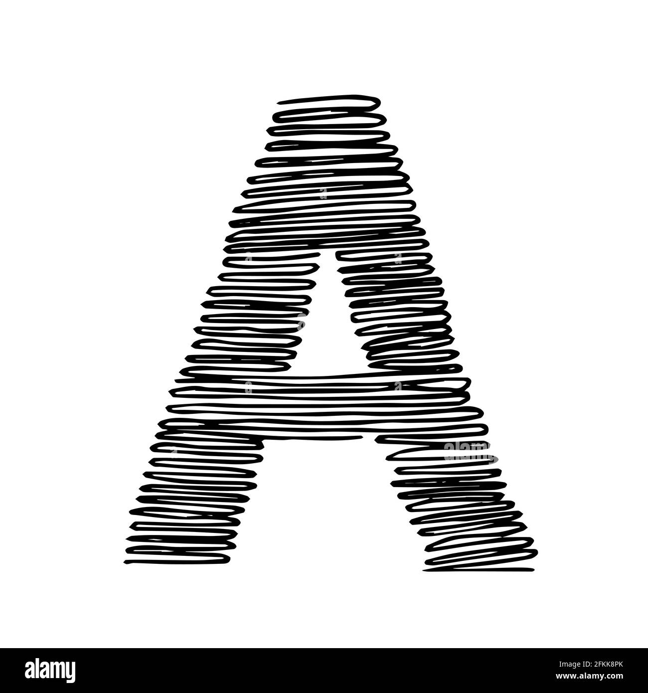 Hand drawn letter A. Sketched letter with decorative elements. Easy to edit vector template for