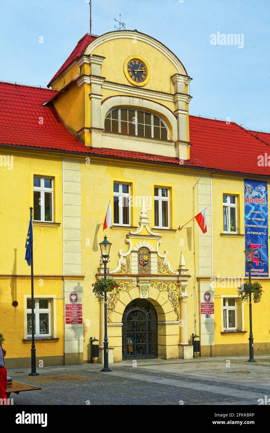 Poland, Żary, town hall, Lubuskie voivodeship. Stock Photo