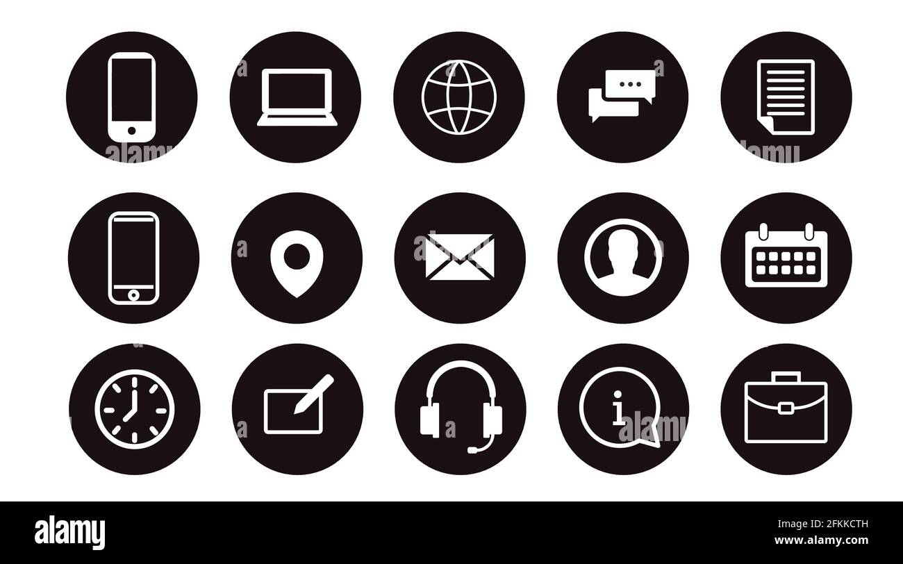 Contact Icon Set. Black and White Illustration of Differente Contect icons  Stock Vector Image & Art - Alamy