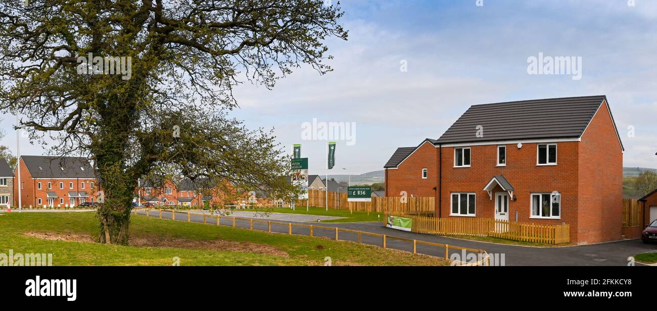 Llanharan, South Wales April 2021 Panoramic view of a detached house
