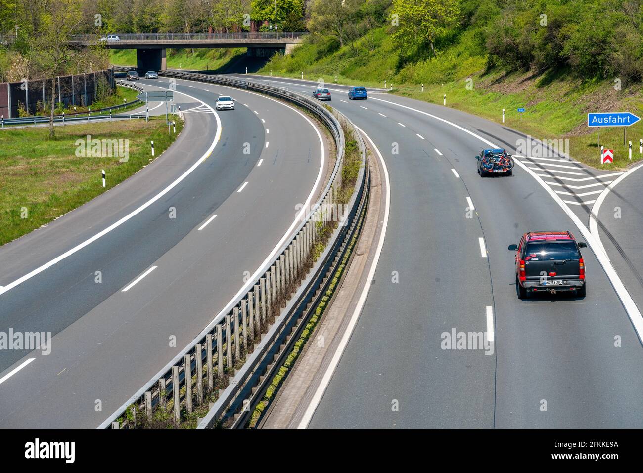 Viersen, Germany 25 April 2021: Car traffic on the Autobahn in Germany Stock Photo