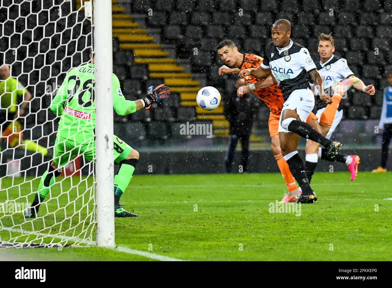 Udine, Italy. 02Nd May, 2021. Cristiano Ronaldo (Juventus) Scores A Goal 1-2 During Udinese Calcio Vs Juventus Fc, Italian Football Serie A Match In Udine, Italy, May 02 2021 Credit: Independent Photo