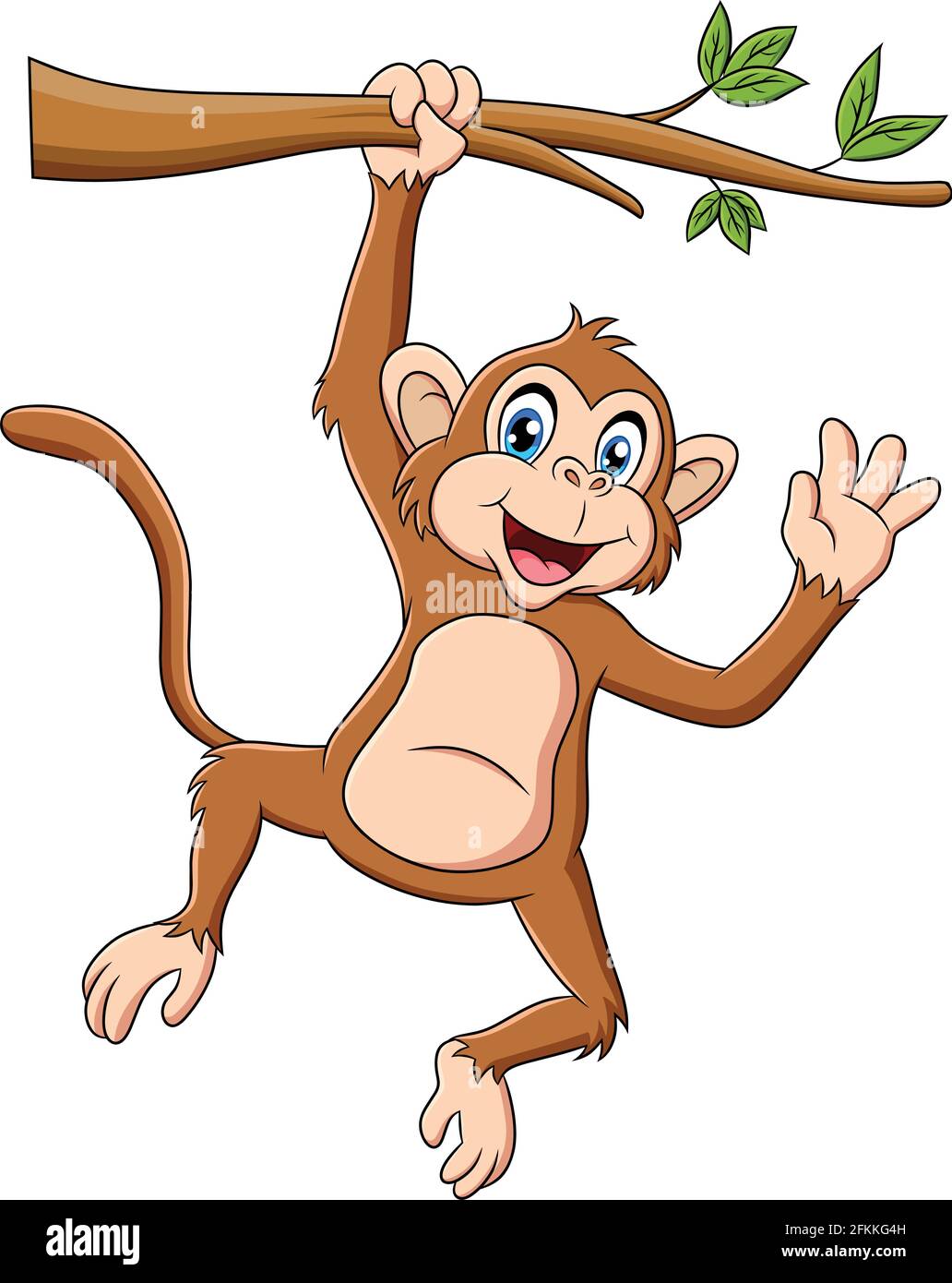 Cute Monkey hanging on a tree branches cartoon animal vector illustration  Stock Vector Image & Art - Alamy