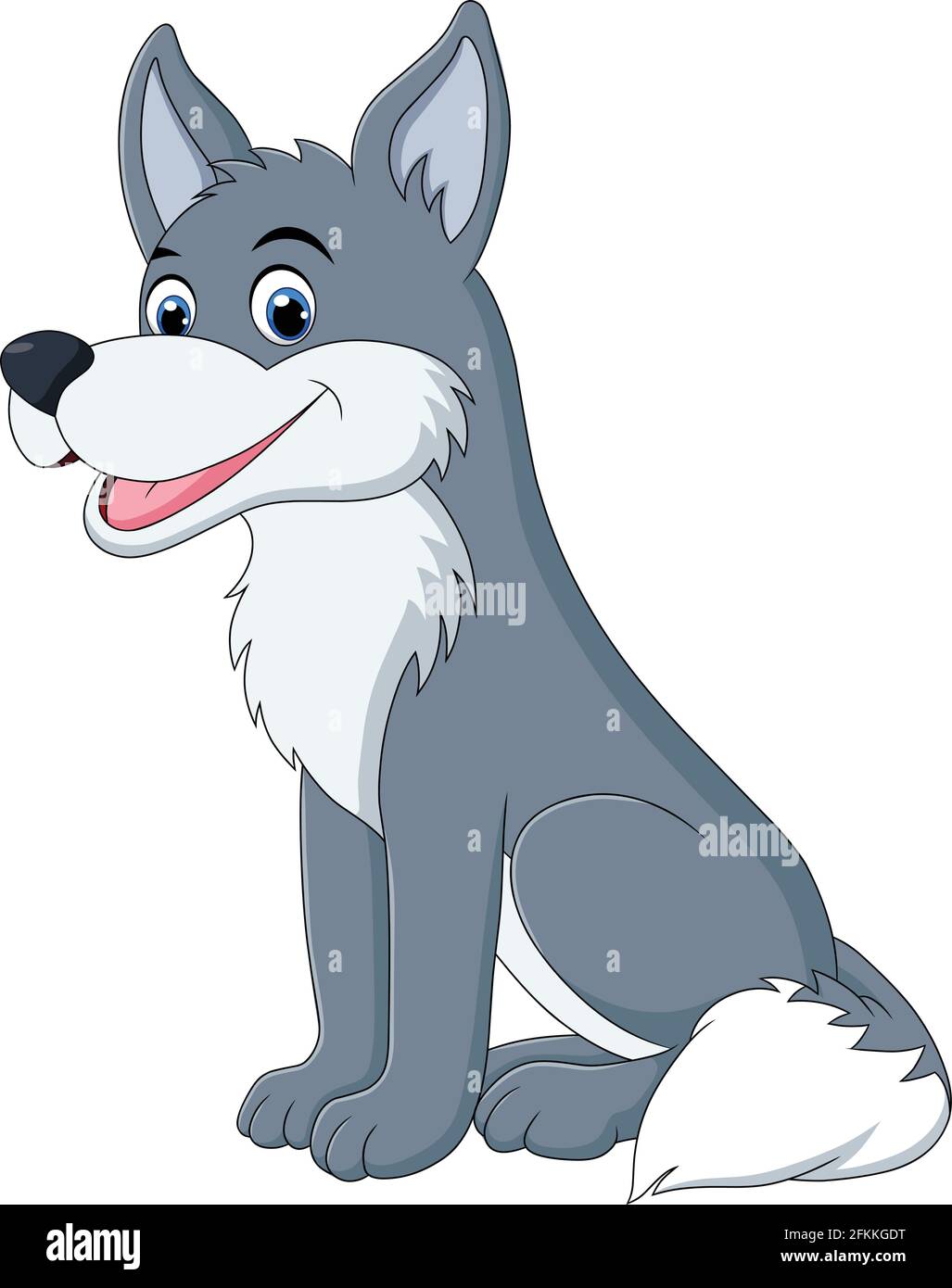 Cute Wolf animal cartoon vector illustration Stock Vector