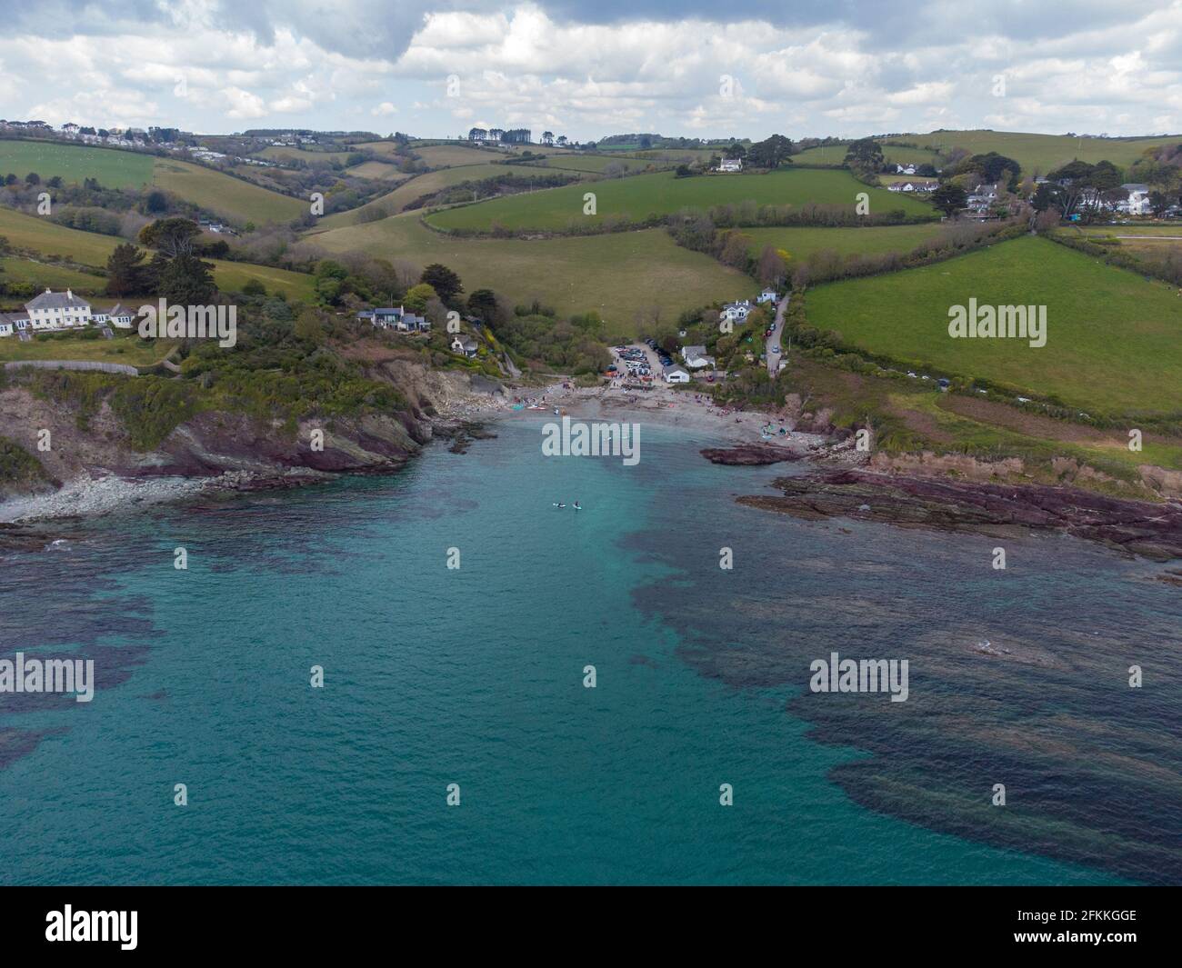 Talland Bay Cornwall Map Talland Bay Aerial Drone Cornwall England Uk Stock Photo - Alamy