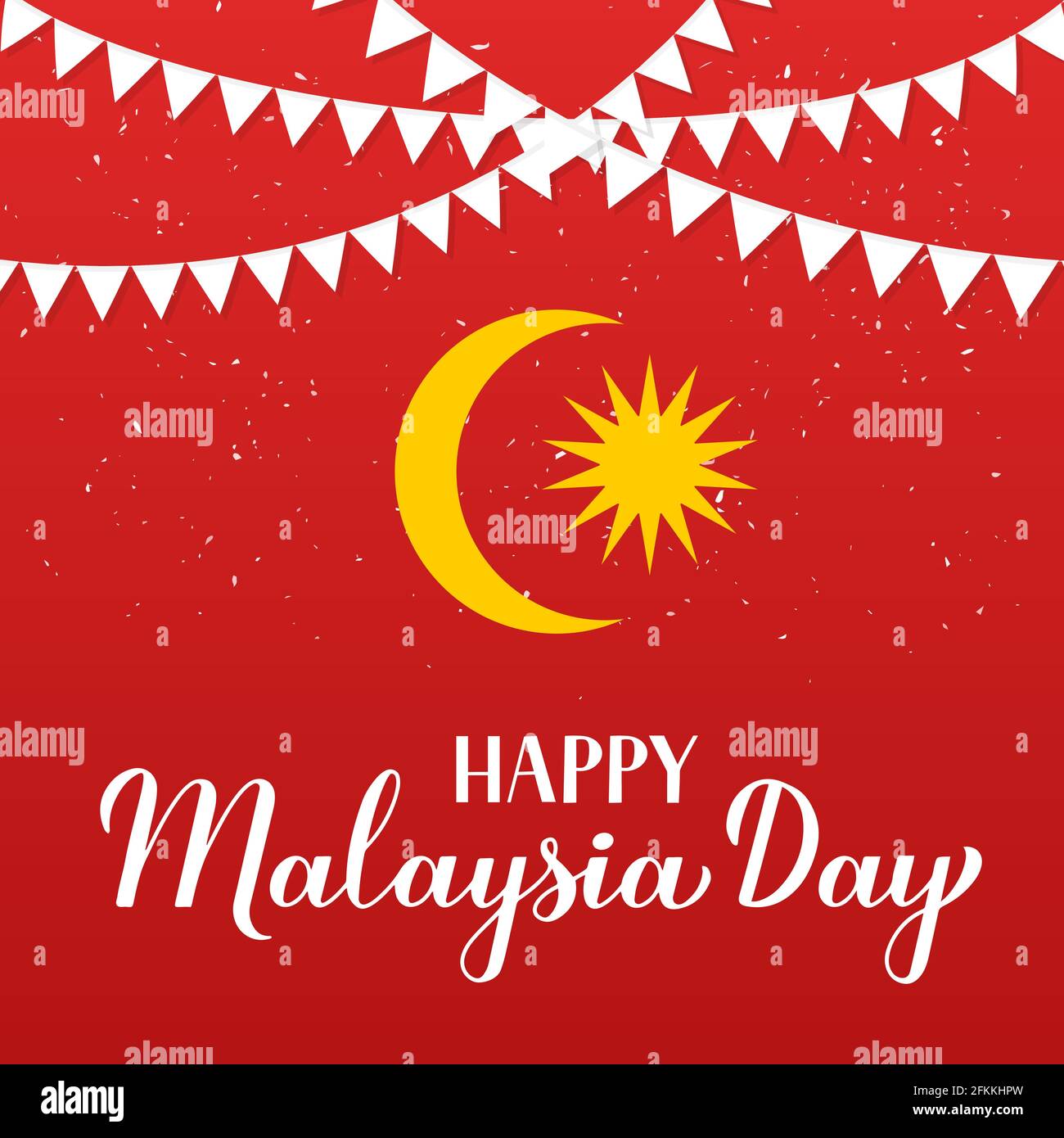Happy Malaysia Day Calligraphy Hand Lettering On Red Background With Flags National Holiday Celebrated On September 16 Vector Template For Typograph Stock Vector Image Art Alamy