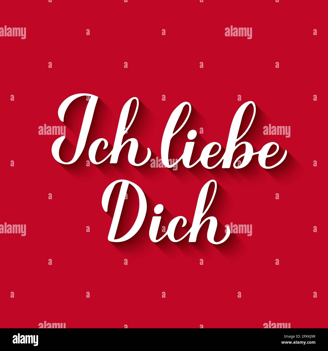Ich liebe Dich calligraphy hand lettering in red background. I Love You