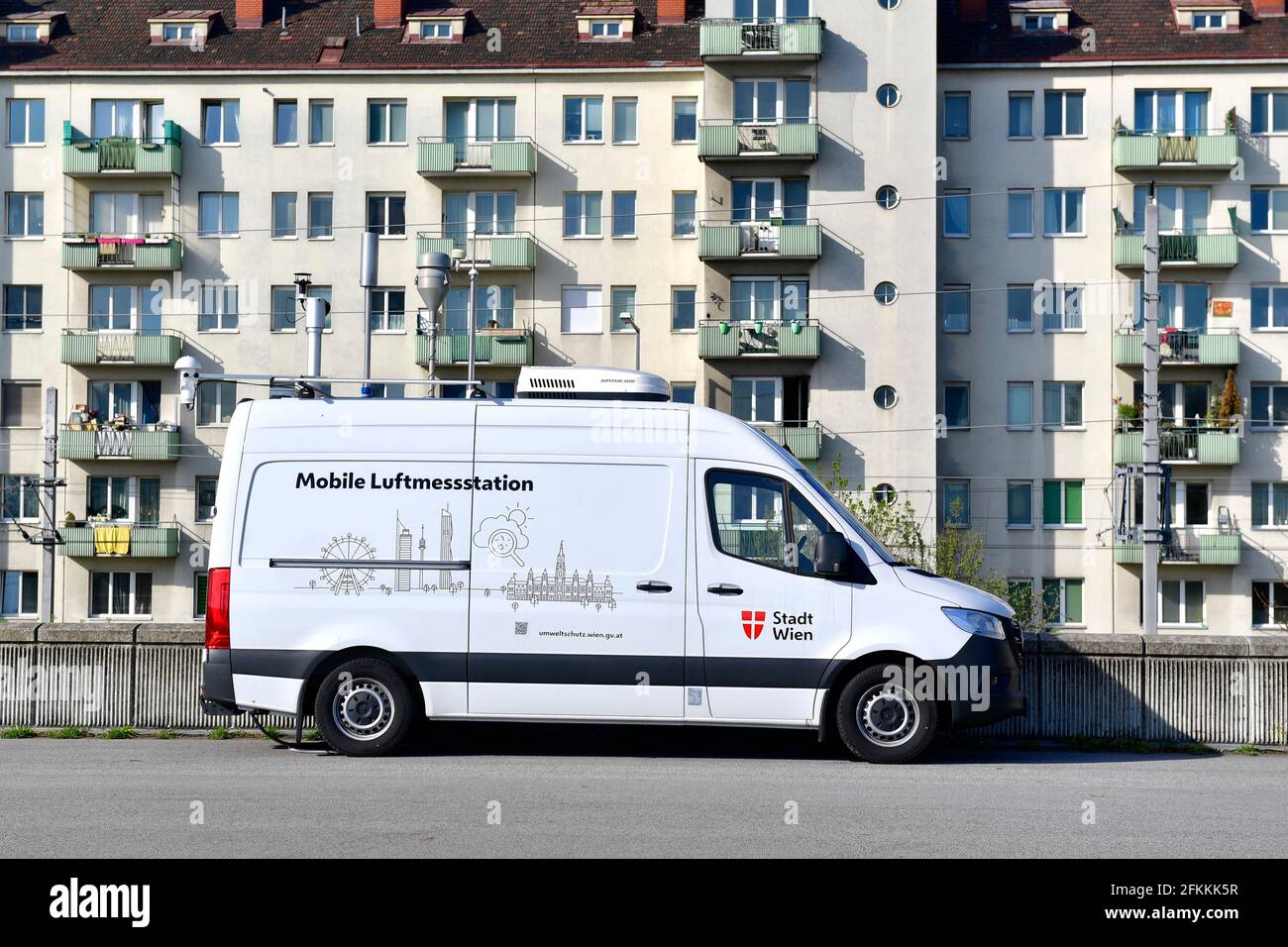 Mobile air measuring station of the city of Vienna Stock Photo