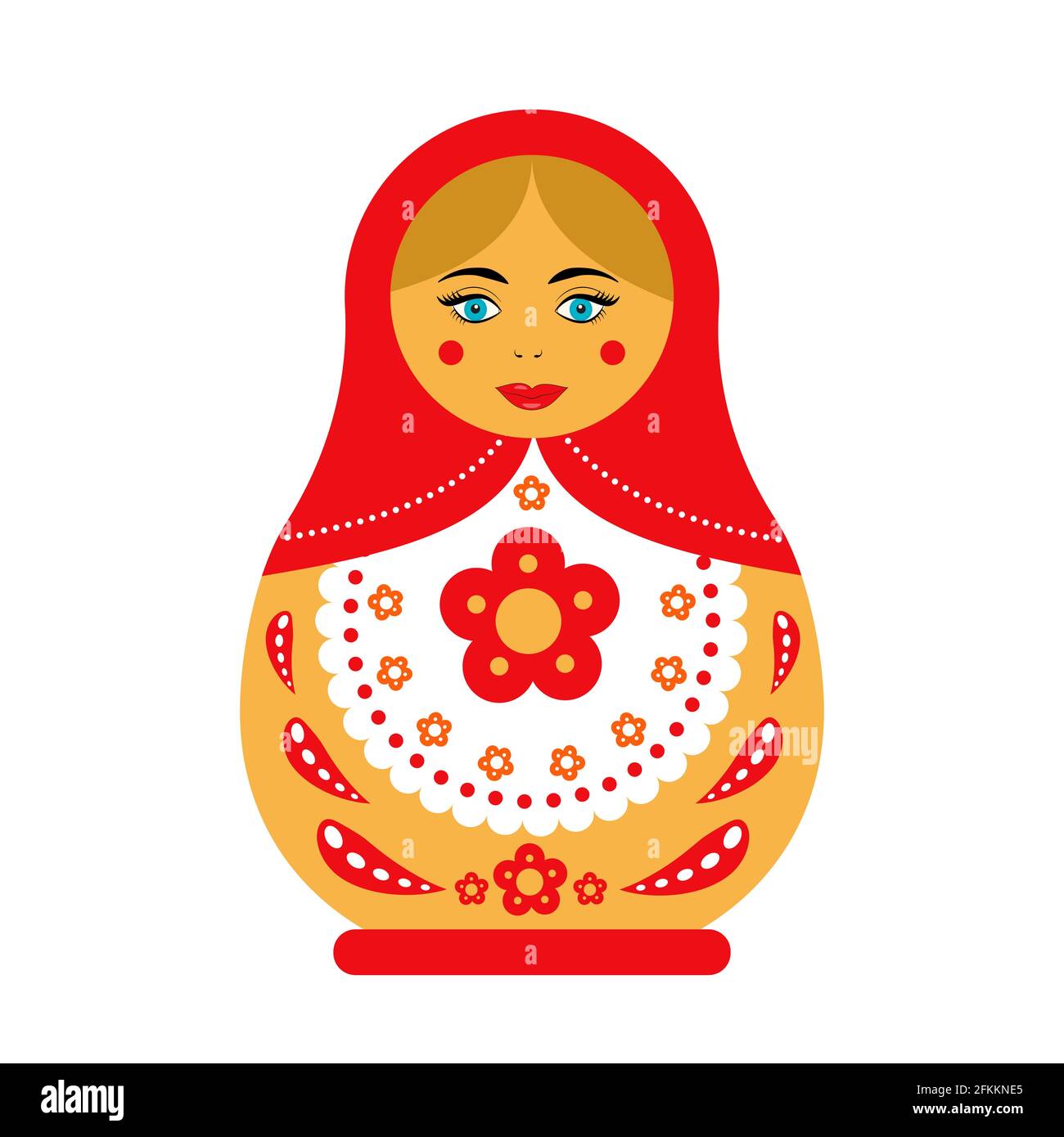 Russian doll Matryoshka isolated on white. Traditional Russian souvenir ...