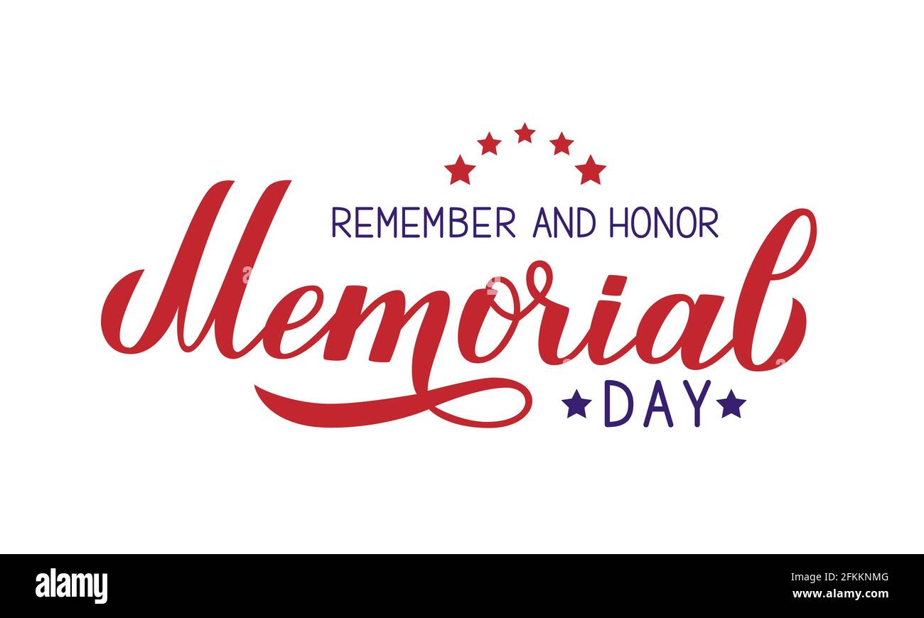 Happy Memorial Day calligraphy lettering isolated on white. American ...