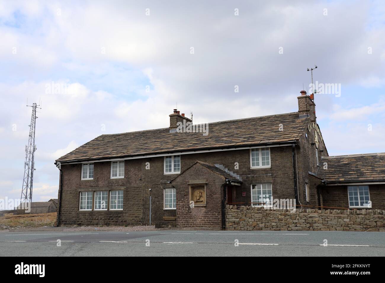 Cat and Fiddle public house and distillery on the A537 in Cheshire Stock Photo