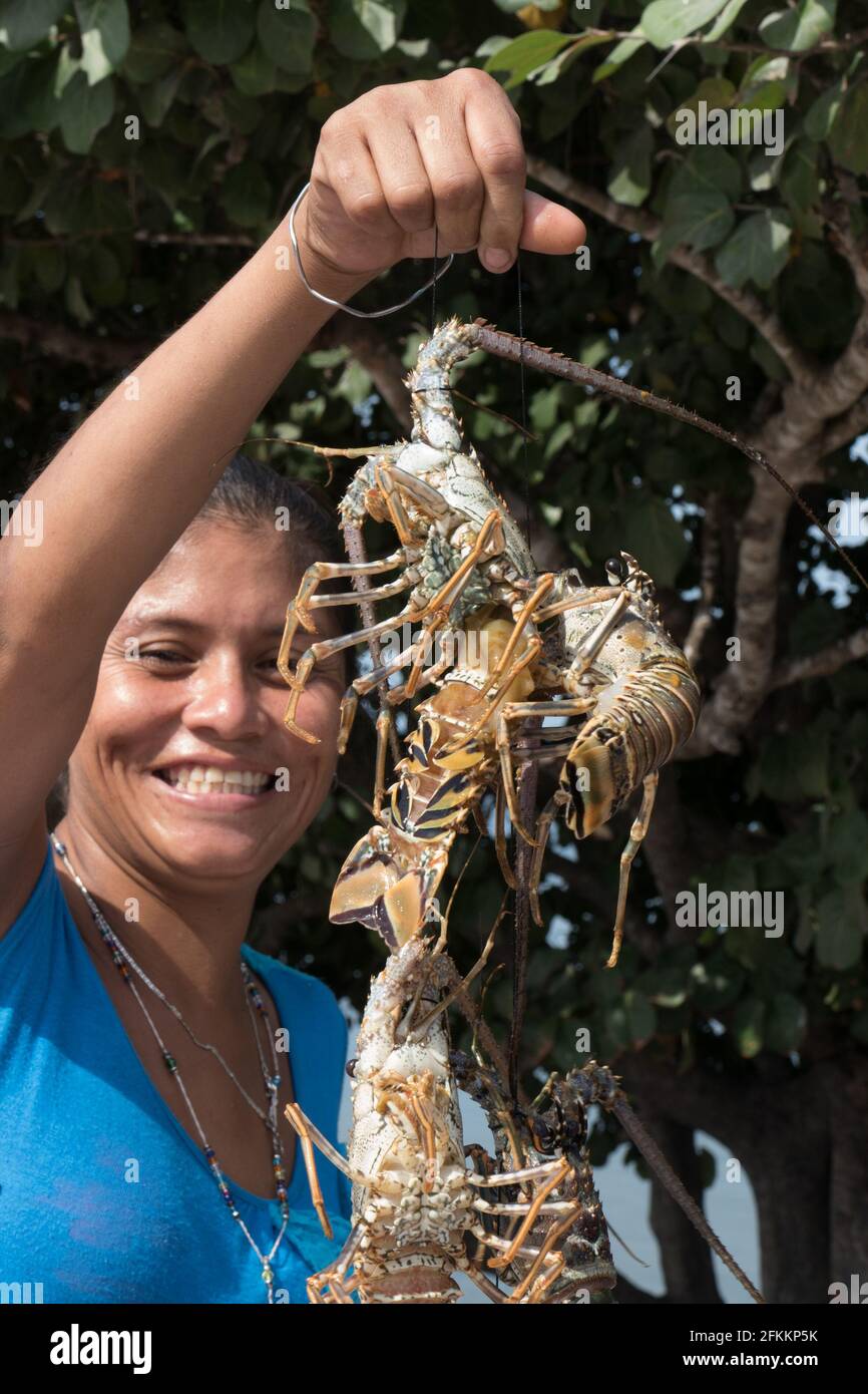 Girl with lobsters Stock Photo Alamy