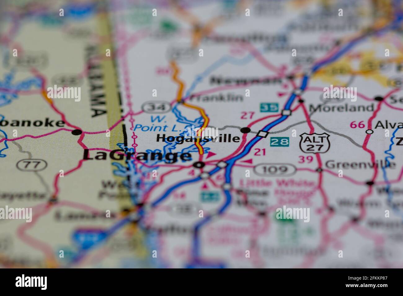Hogansville Georgia USA Shown on a Geography map or road map Stock Photo