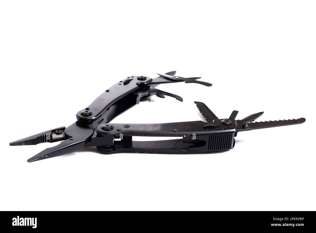 Black multi tool isolated on a white background Stock Photo