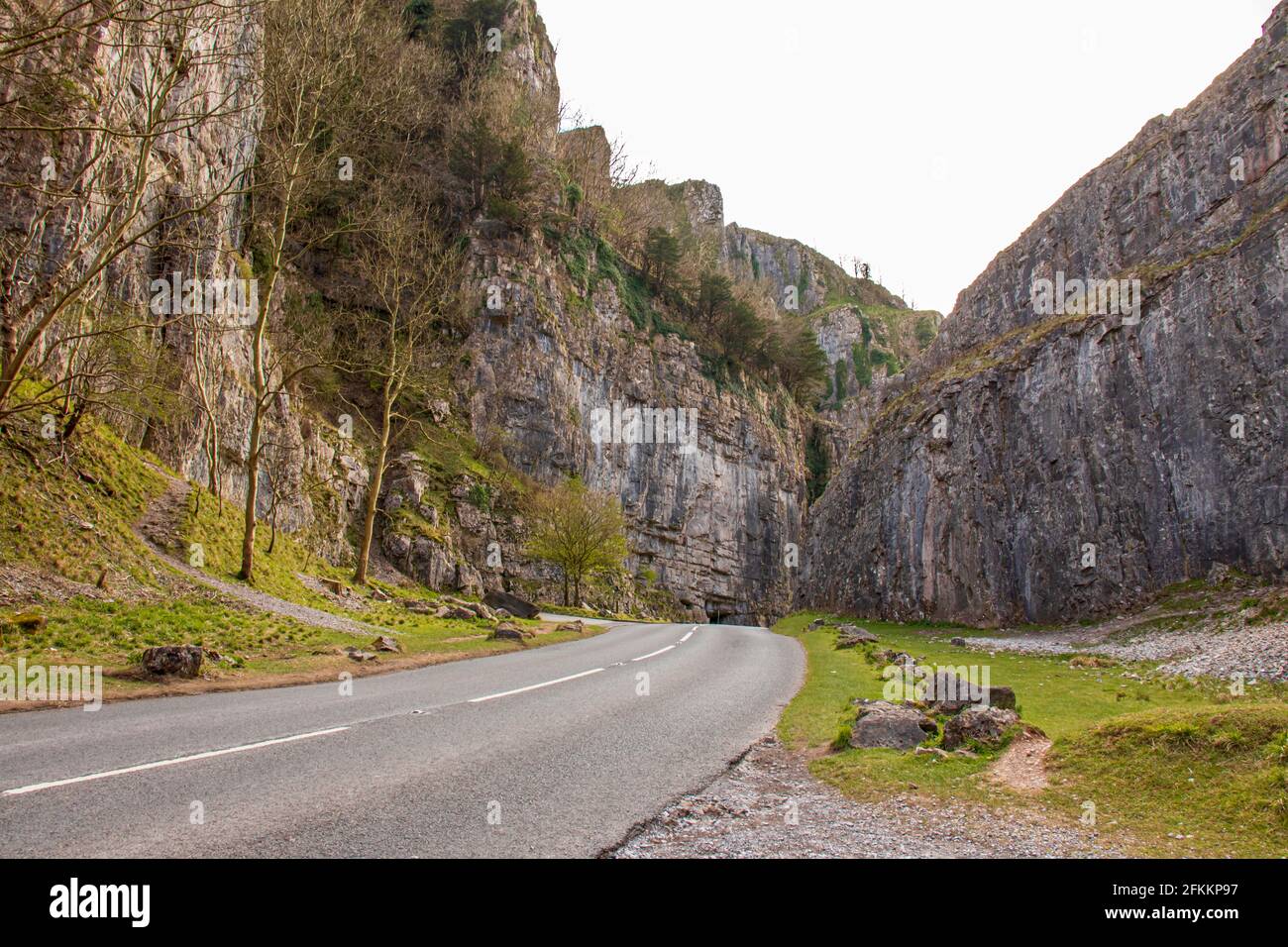 Cheddar Gorge, Mendip Hills, Somerset, England - Beautiful view from the mountains on a sunny day Stock Photo