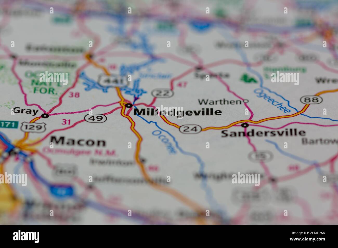 Milledgeville Georgia USA Shown on a Geography map or road map Stock Photo