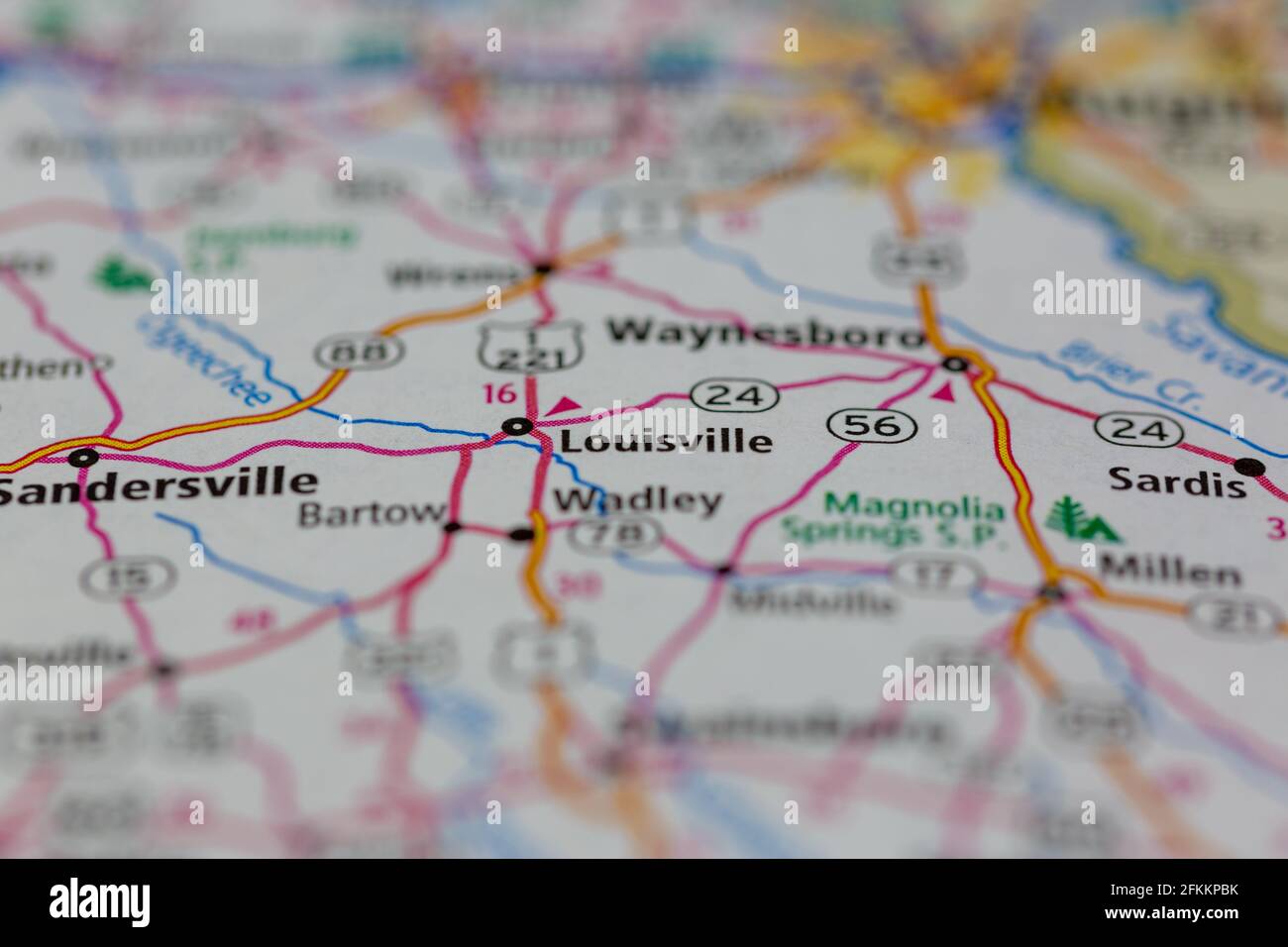 Louisville USA Shown on a Geography map or road map Stock Photo