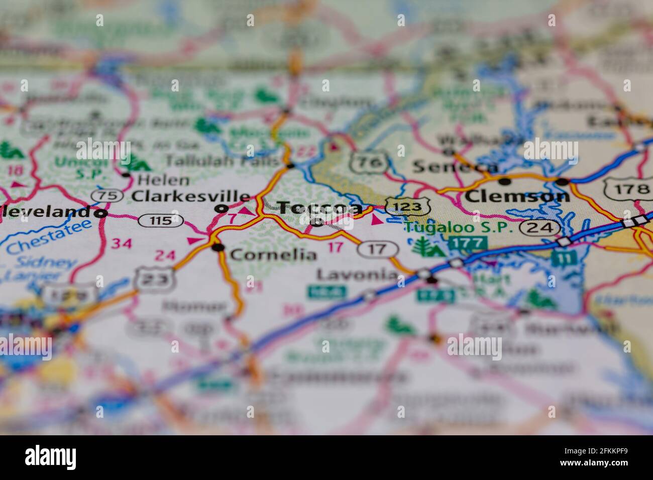 Toccoa USA Shown on a Geography map or road map Stock Photo Alamy
