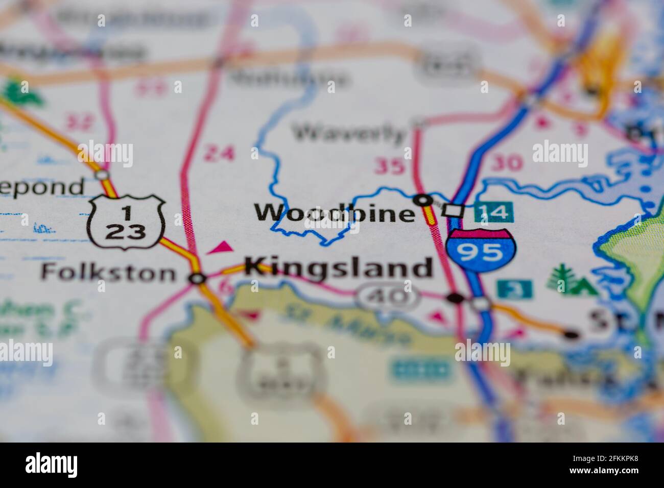 Woodbine USA Shown on a Geography map or road map Stock Photo
