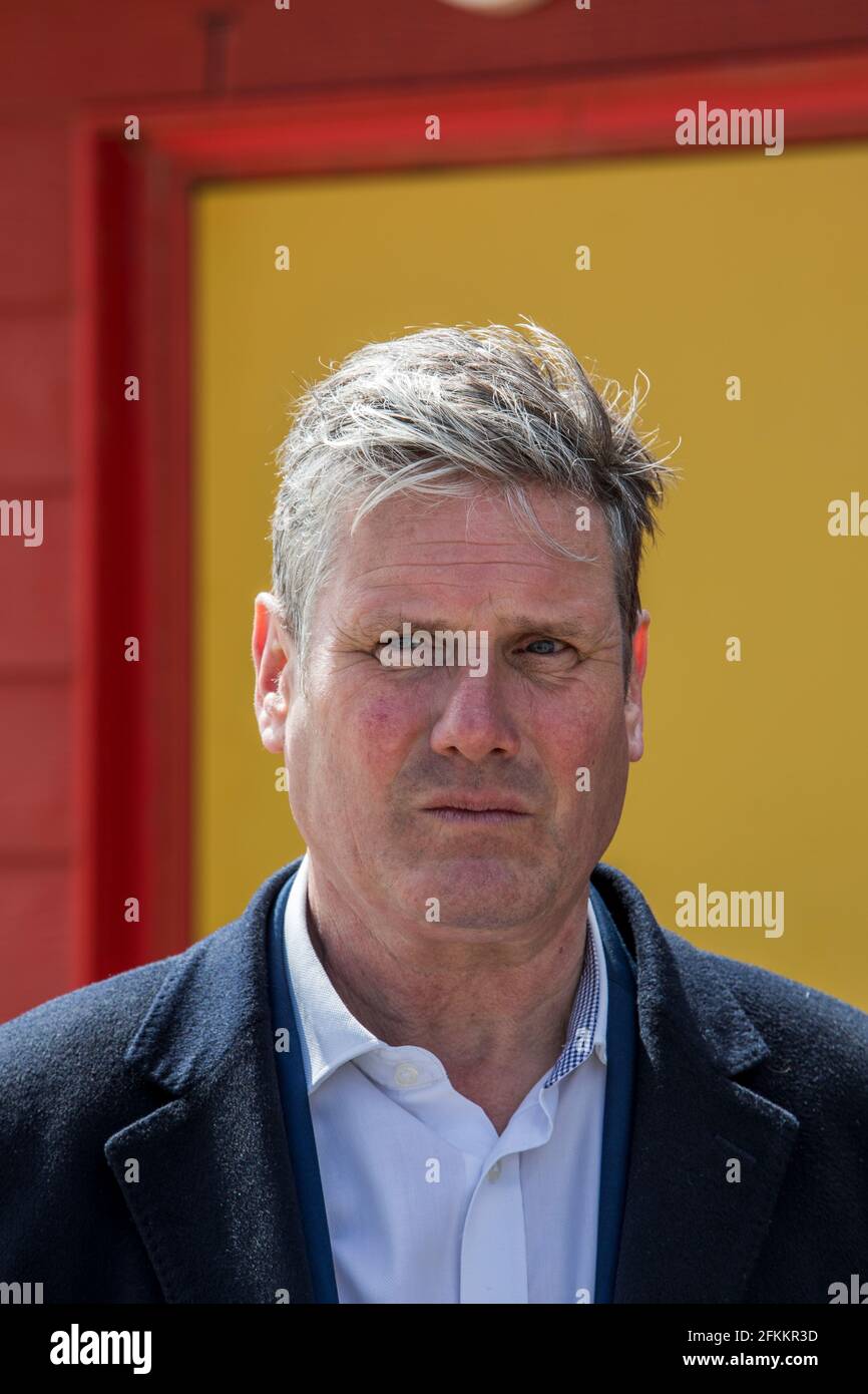 Leader of the Labour Party Sir Keir Starmer canvassing for Labour Candidate Dr Paul Williams in Seaton Carew. Stock Photo