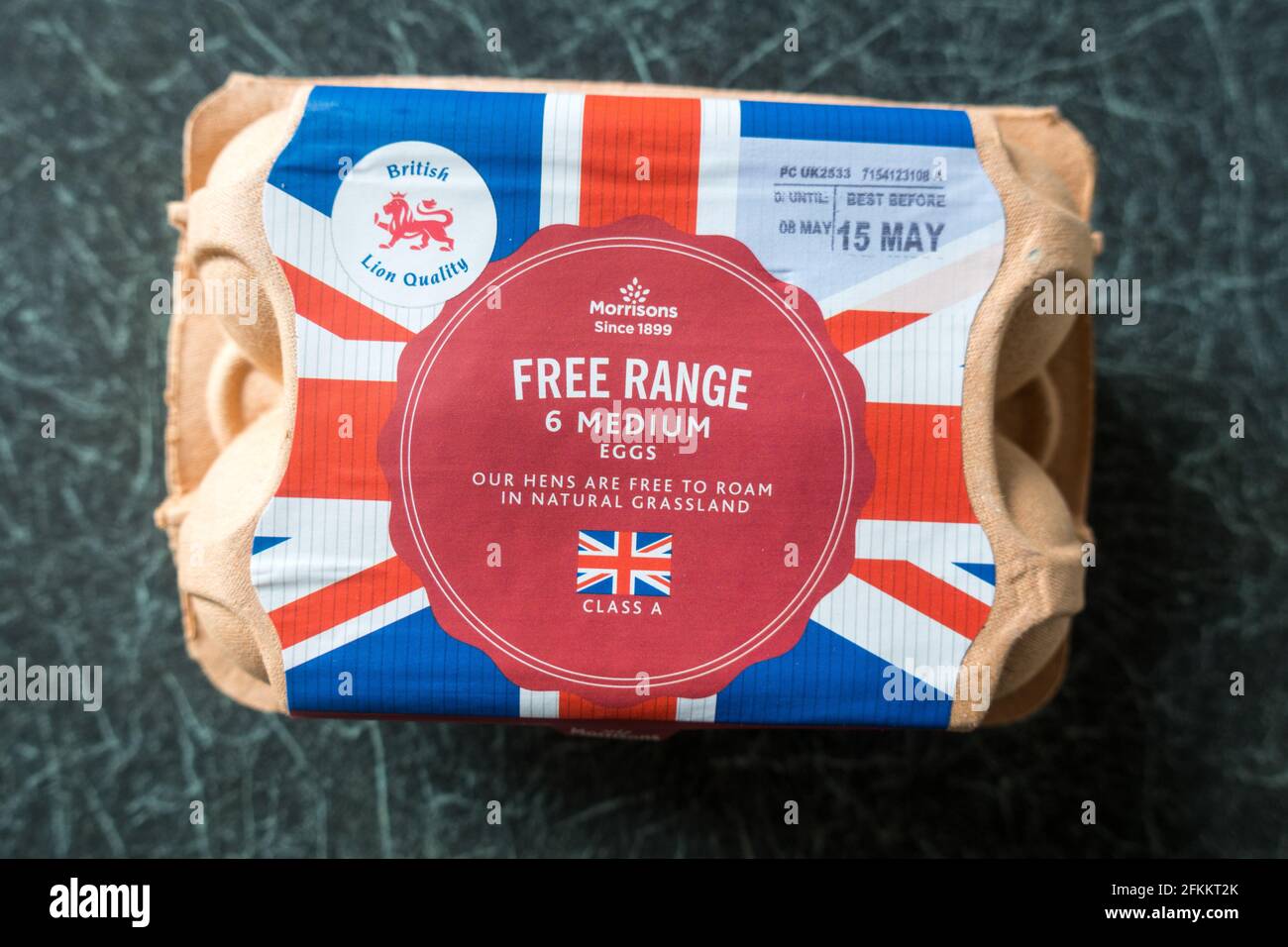 Morrisons Free Range egg in a box Stock Photo