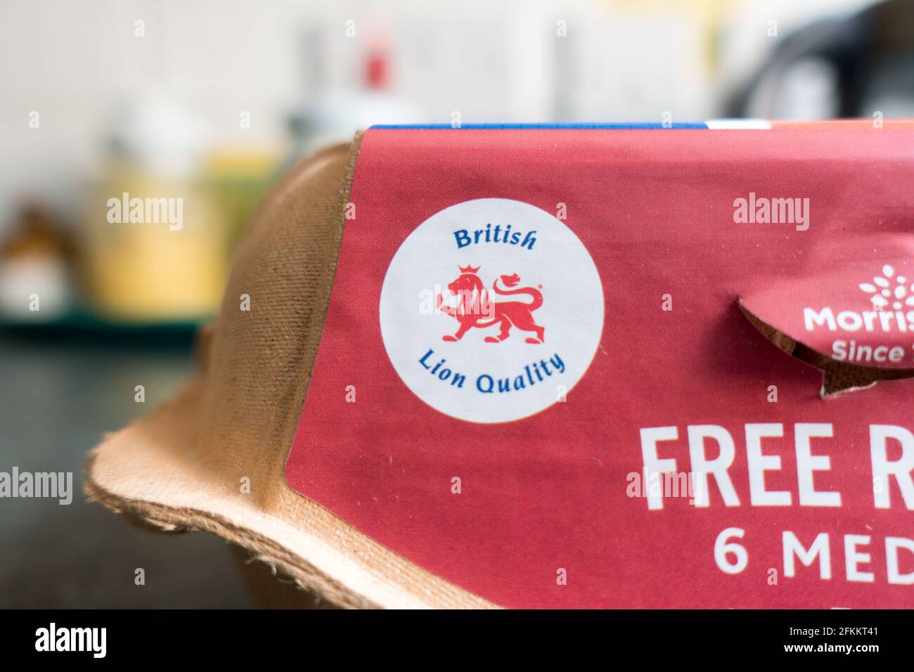 British Lion Quality mark on egg carton Stock Photo Alamy