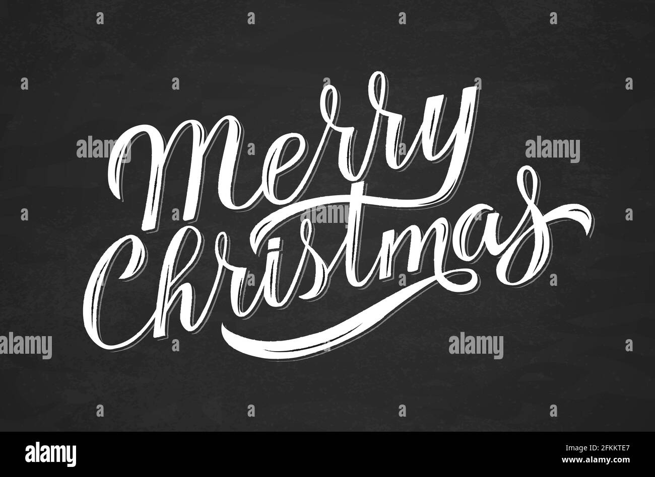 Merry Christmas calligraphy lettering on chalkboard. Hand drawn