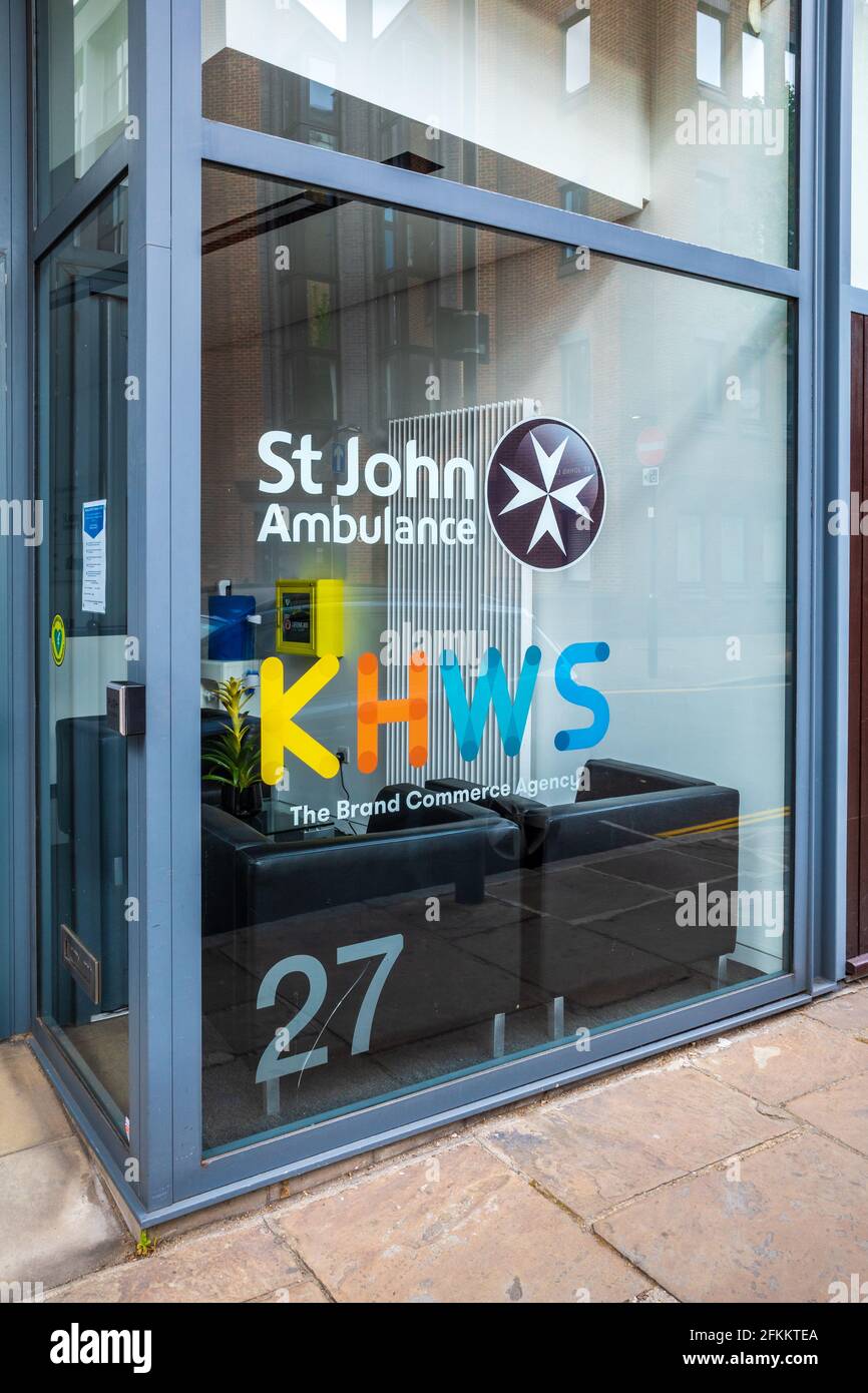 St John Ambulance HQ at St John's Gate, Clerkenwell, London. Building shared with marketing agency KHWS. Stock Photo