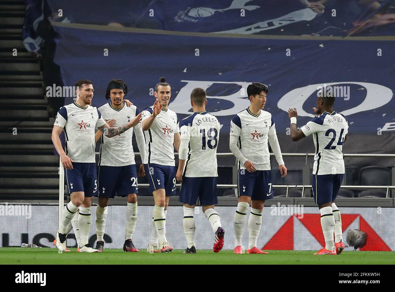 London, England, 2nd May 2021. Gareth Bale of Tottenham celebrates his third goal of the match during the Premier League match at the Tottenham Hotspur Stadium, London. Picture credit should read: David Klein / Sportimage Credit: Sportimage/Alamy Live News Stock Photo