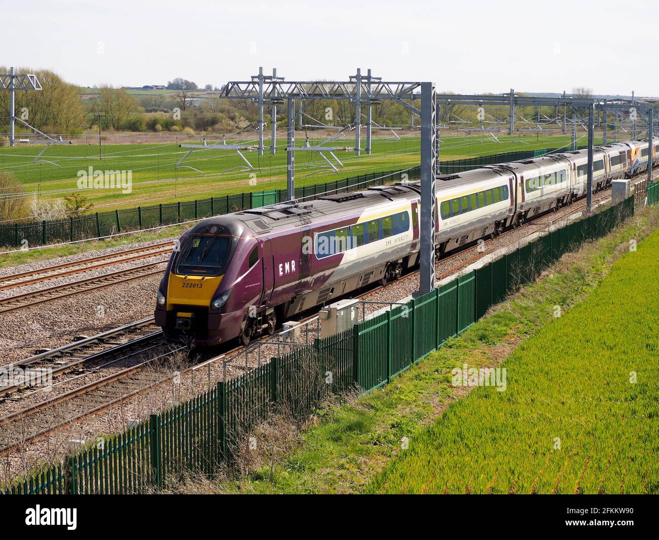 EMR Class 222 Meridian 222013 on the Midland Main Line north of Wellingborough Stock Photo Alamy