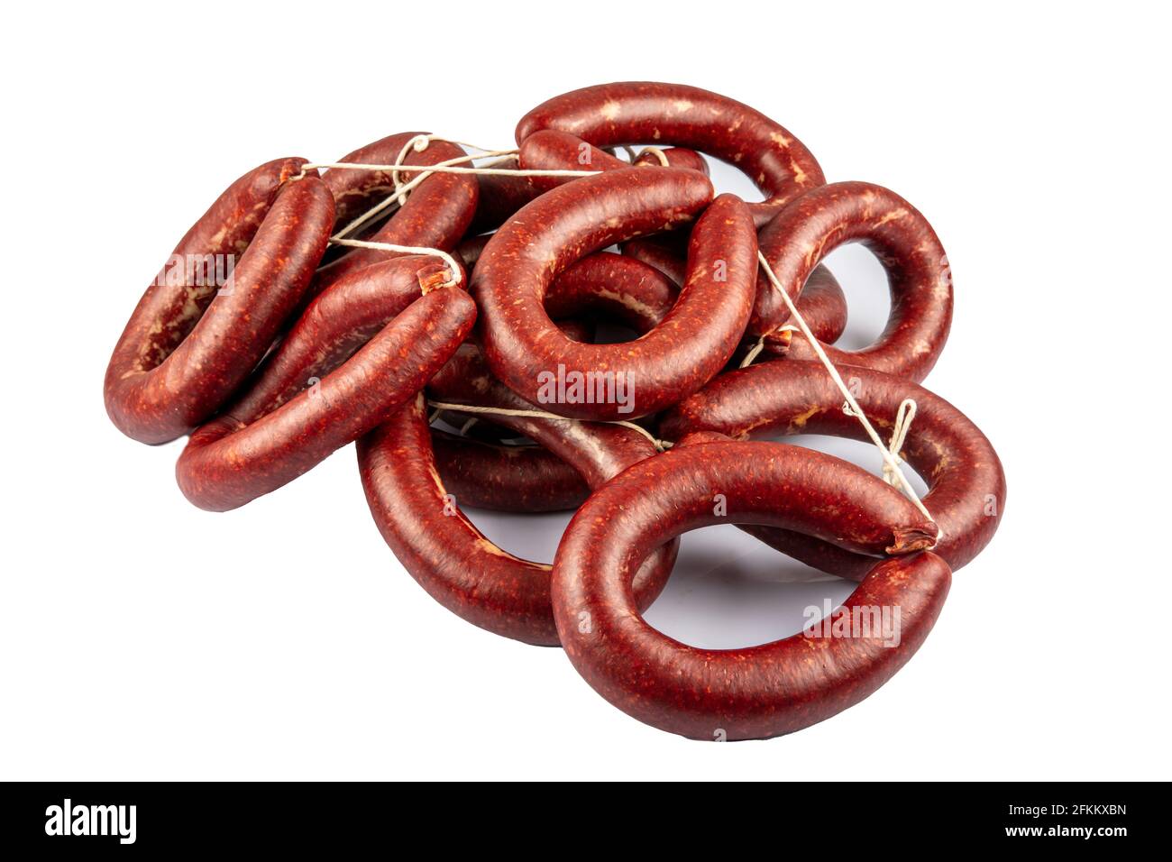 Turkish sausage kangal sausage. Homemade kangal soudjouk, isolated on a