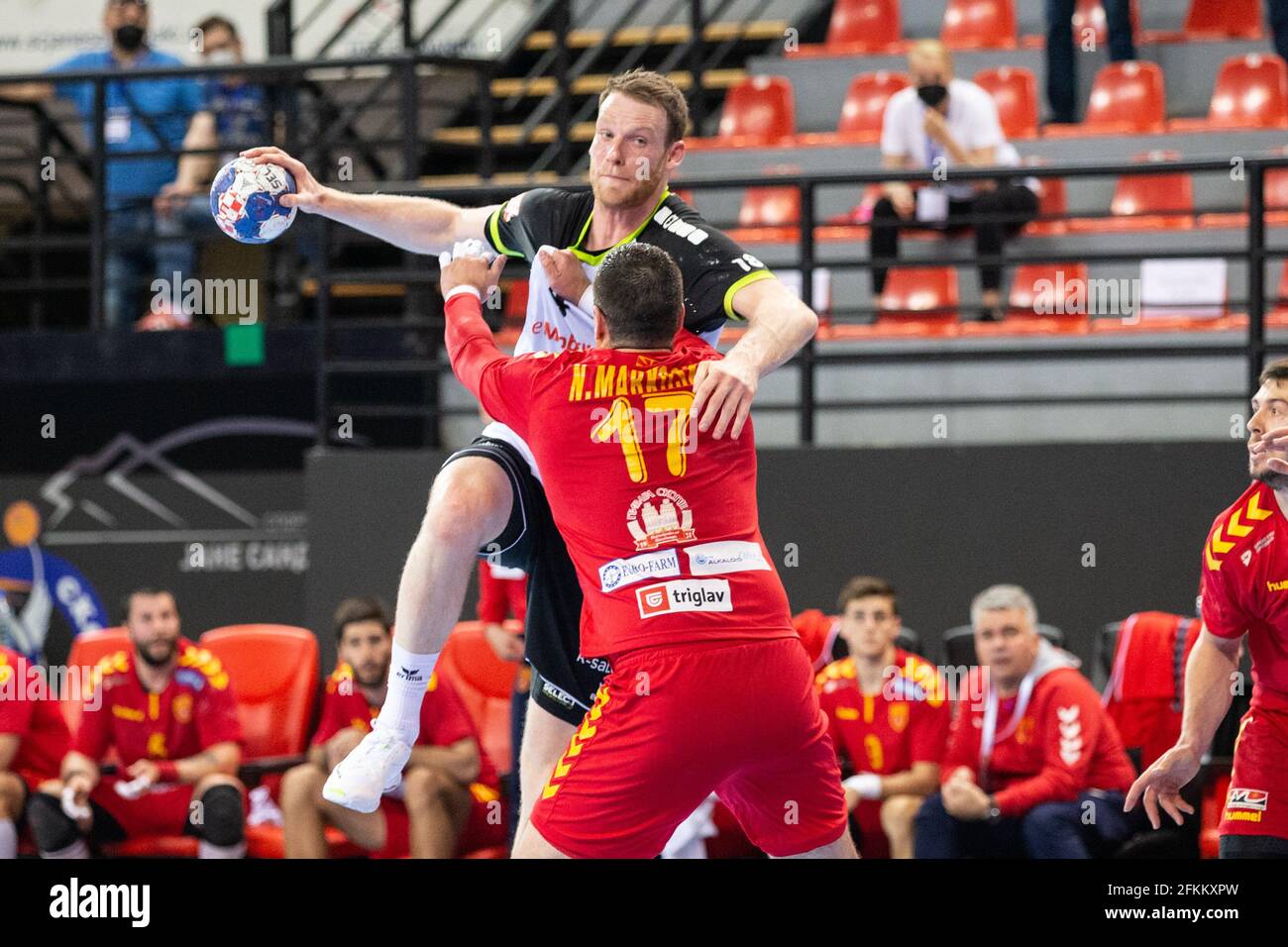 Skoplje, Arena Boris Trajkovski, Handball EM Qualification: North,  Macedonia. 02nd May, 2021. Switzerland, # 4 Lenny Rubin (
