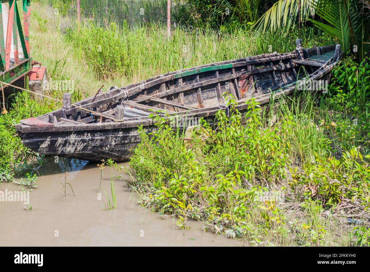 Wooden boat in Harbaria eco park in Sundarbans, Bangladesh Stock Photo