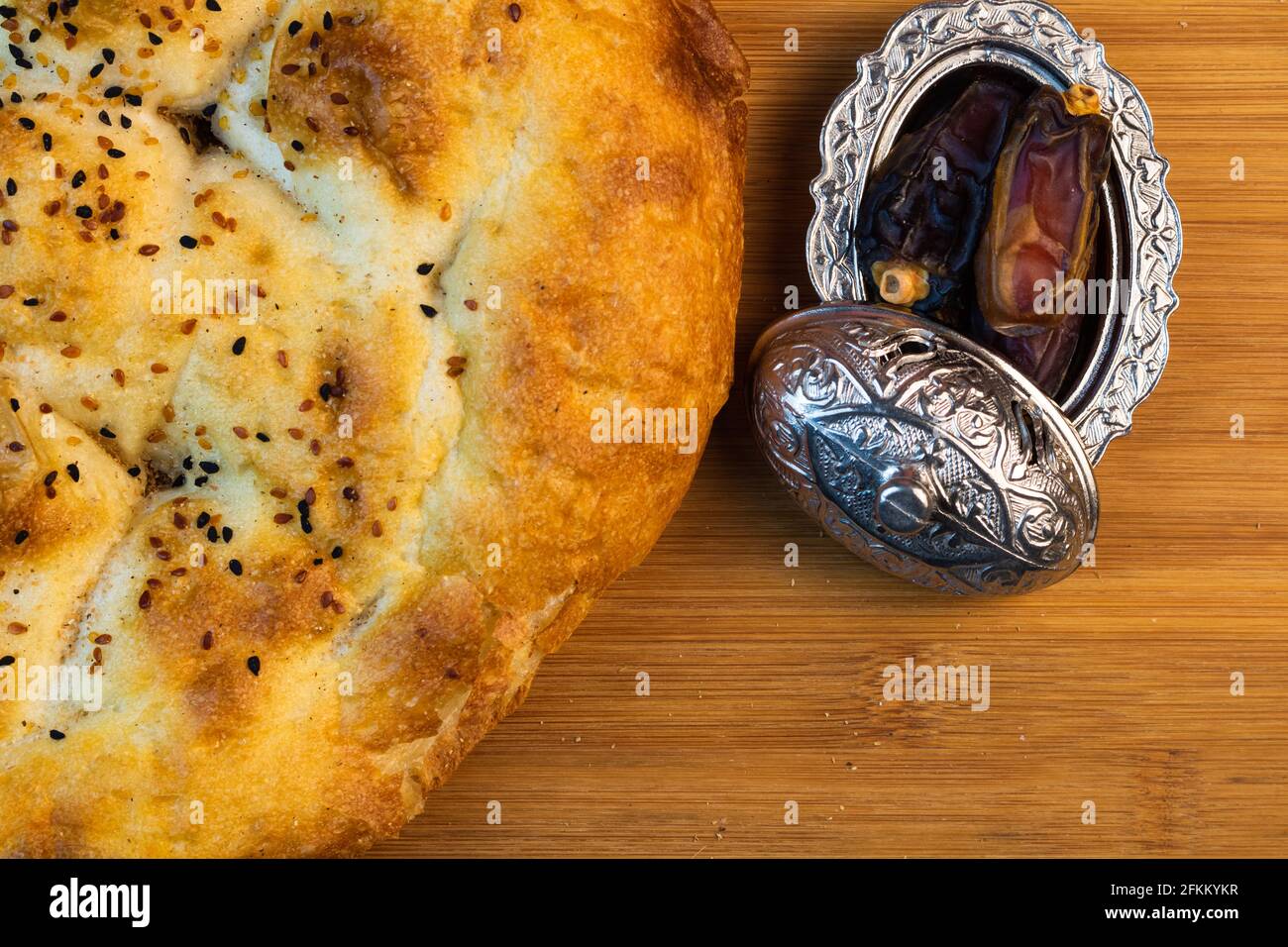 Traditional Ramadan Pita and dates from top Stock Photo - Alamy