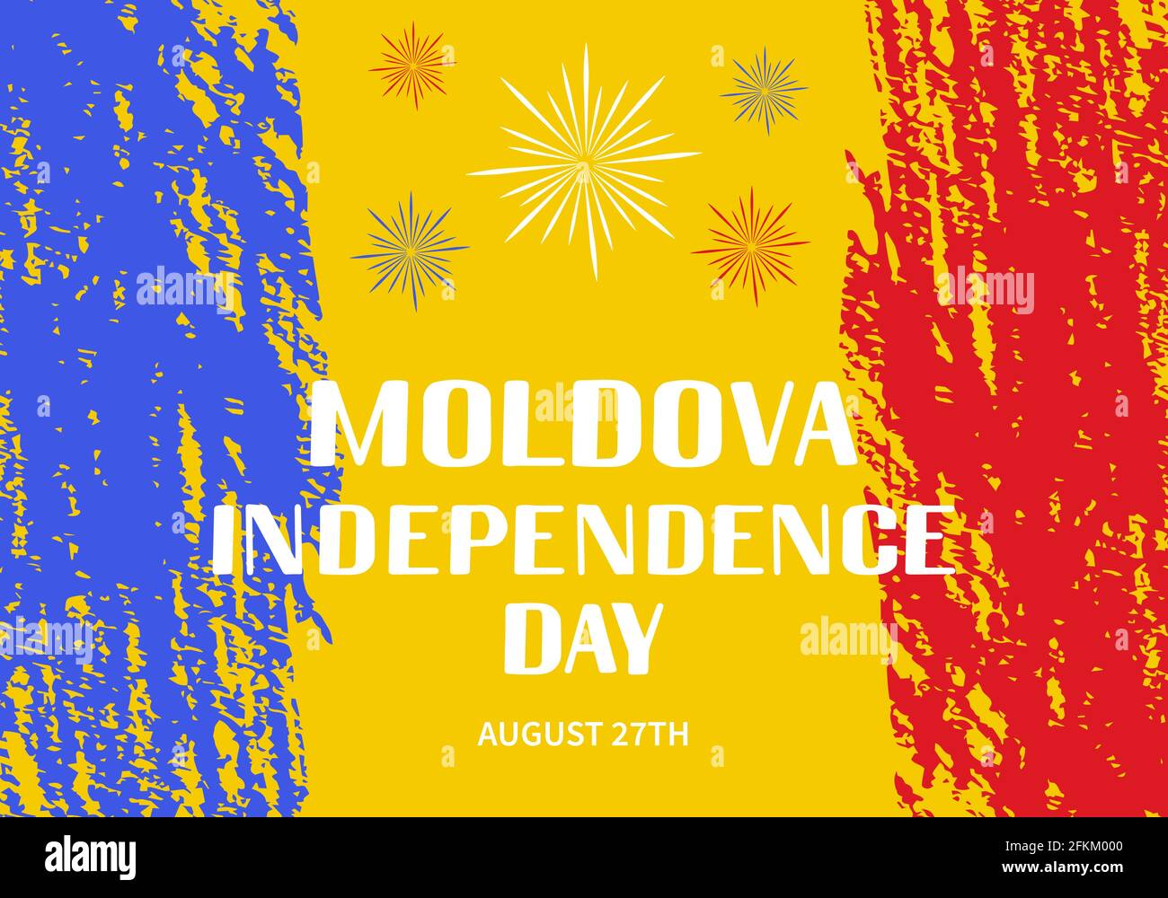 Moldova Independence Day lettering with flag. National holiday